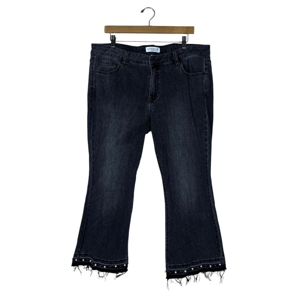 Lane Bryant Mid-Rise Super Stretch Kick Boot Faded Black Pearl Hem Jeans Size 18